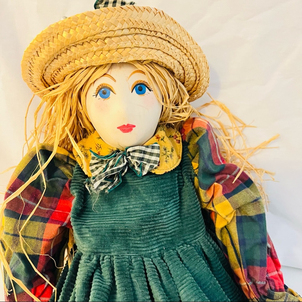 Large Country Doll with Straw Hair and Clothing